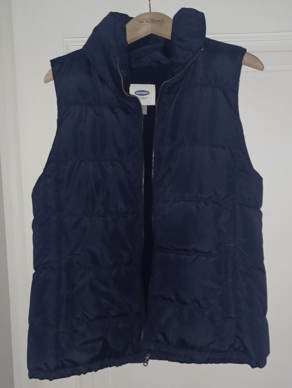 Quilted Navy Puffer Vest - Women's Sleeveless Jacket-Navy Blue